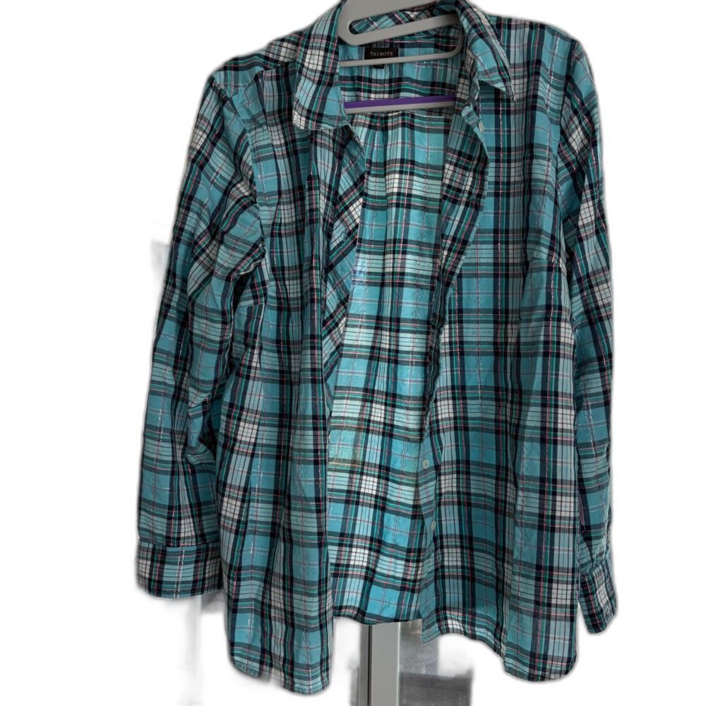 Talbot Long Sleeve Button Front Shirt Size Large EUC - Picture 2 of 10